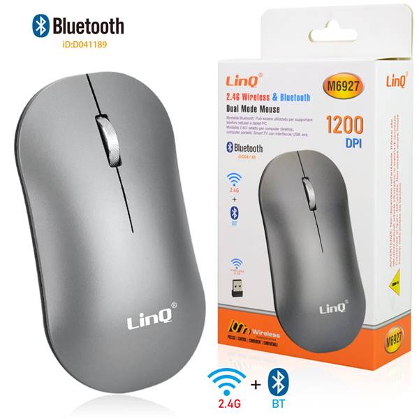 MOUSE WIRELESS 1200DP WIFI 2.4G+BT PN:M6927 LINQ