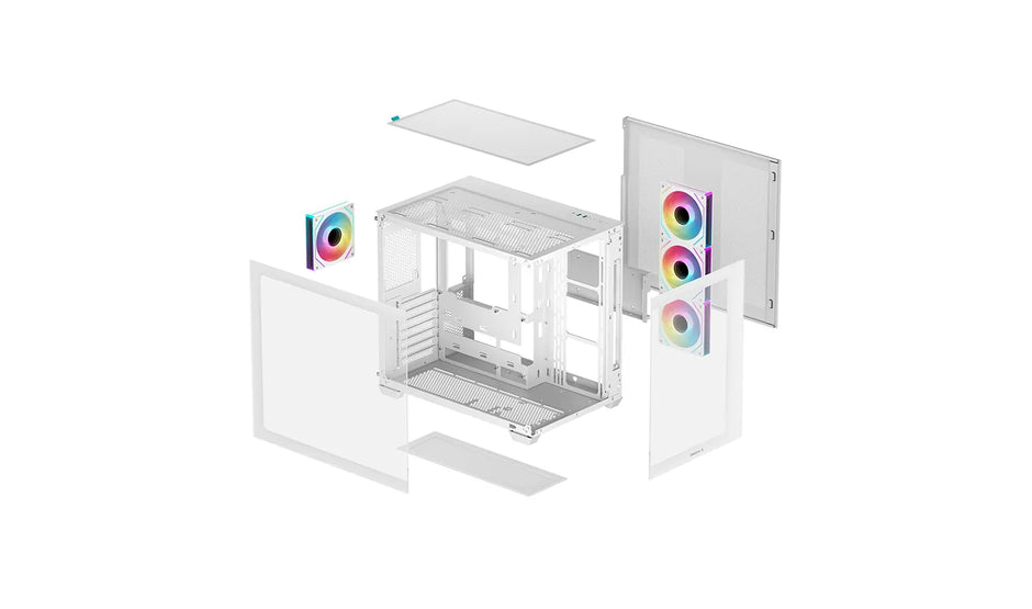CASE PC GAMING CG530 BIANCO 2 PANNELLI VETRO E 7 FAN ARGB DEEPCOOL