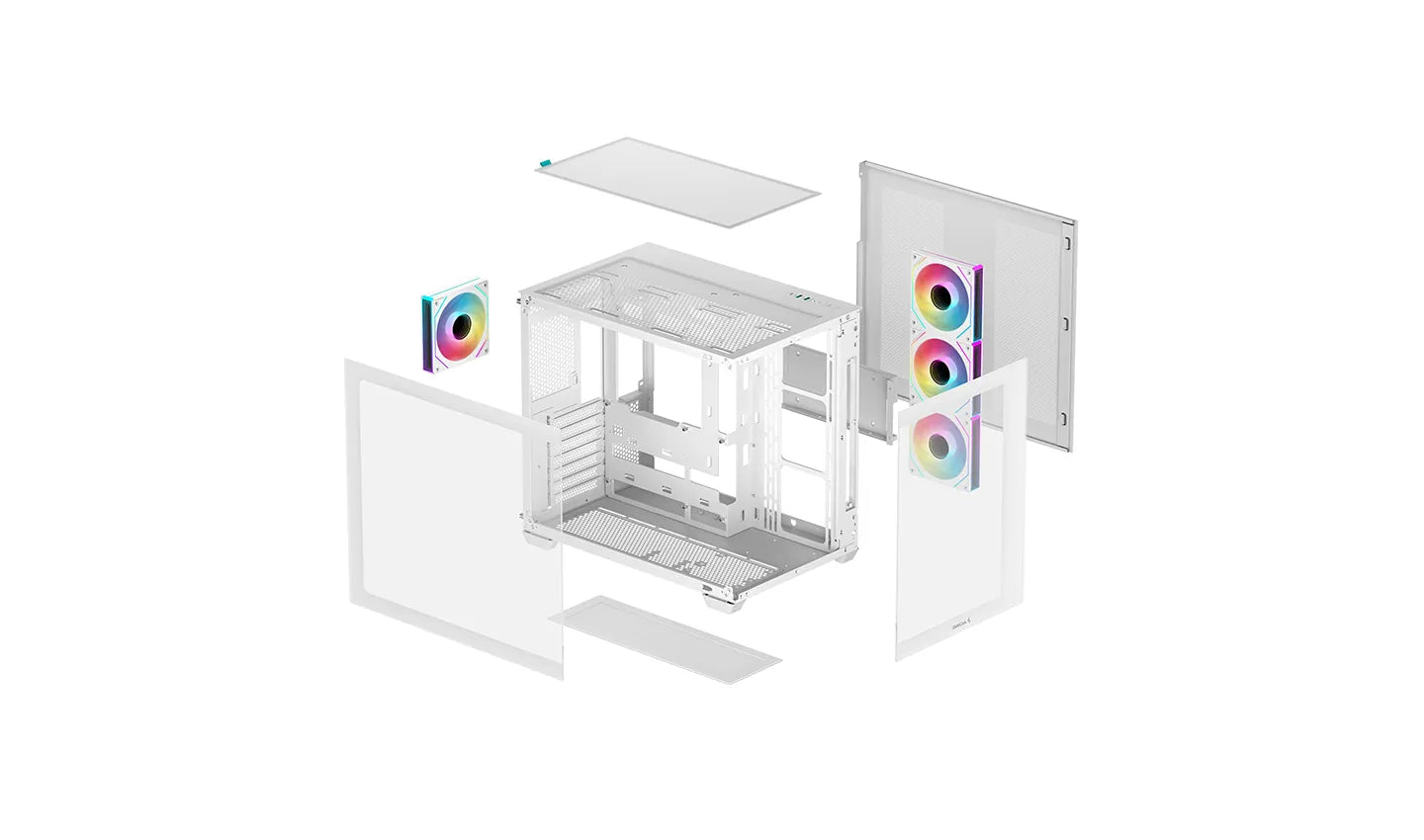 CASE PC GAMING CG530 BIANCO 2 PANNELLI VETRO E 7 FAN ARGB DEEPCOOL