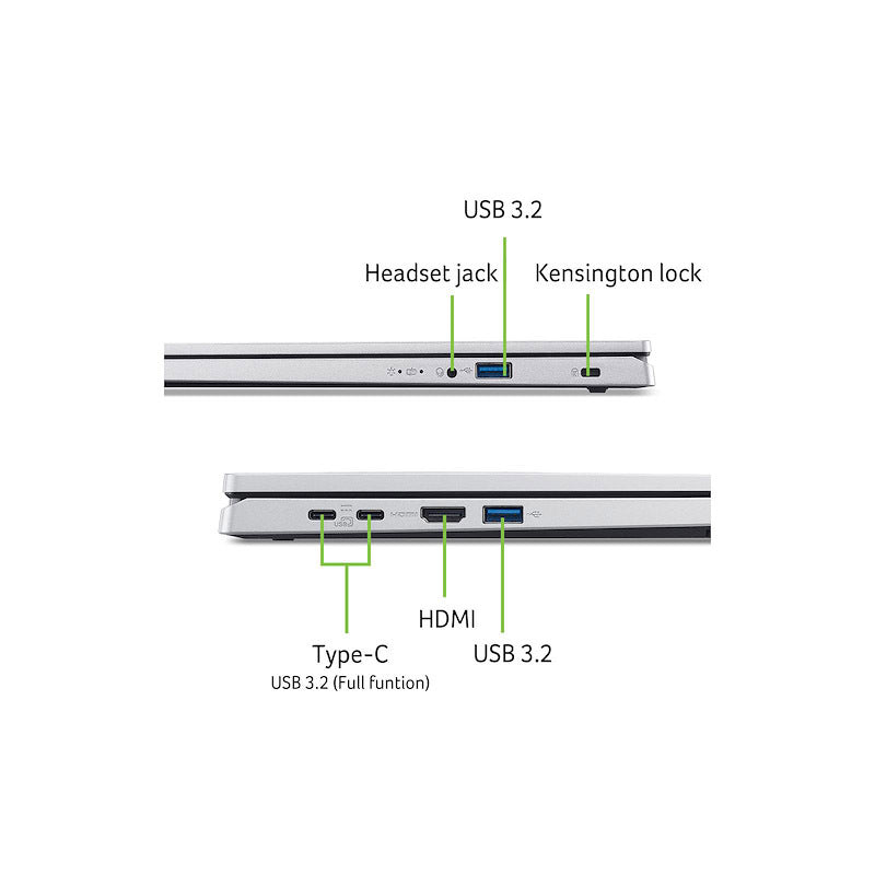NOTEBOOK ACER ASPIRE GO 15, CPU I5-1334U, 32GB RAM DDR4, 512GB SSD, DISPLAY 15.6 FHD, SILVER, W11 HOME PN:NX.JD9ET.006