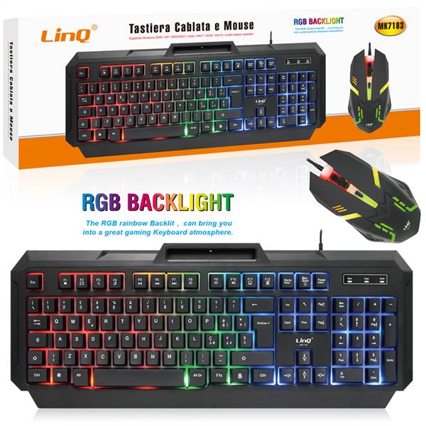 KIT TASTIERA E MOUSE GAMING RGB USB PN:MK7183 LINQ