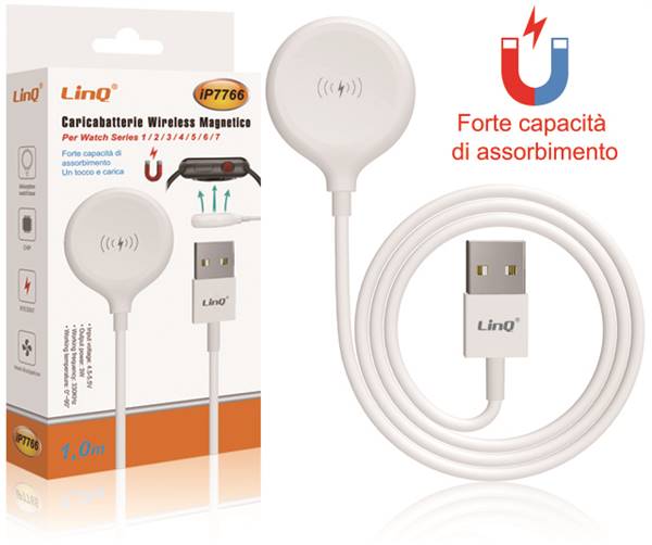 ALIMENTATORE WIRELESS MAGNETICO PER WATCH SERIES PN:IP7766 LINQ