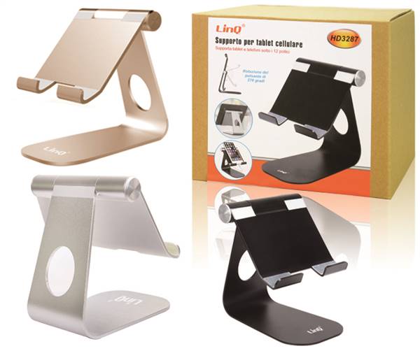 SUPPORTO PER TABLET DA TAVOLO GRIGIO PN:HD3287 LINQ