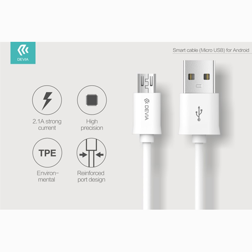 CAVO 1MT MICRO-USB/USB BIANCO 1MT DEVIA DESCAN364W