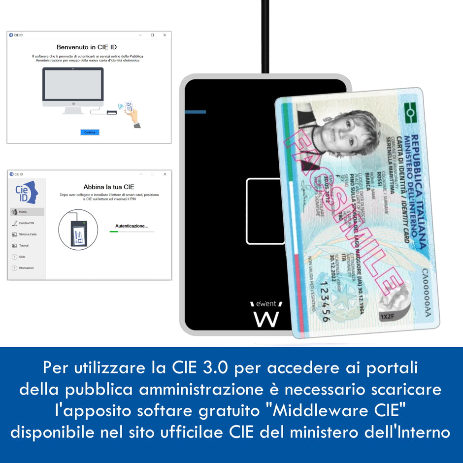 LETTORE SMART CARD EXT.USB  EWENT EW1053 (NFC/CIE 3.0)