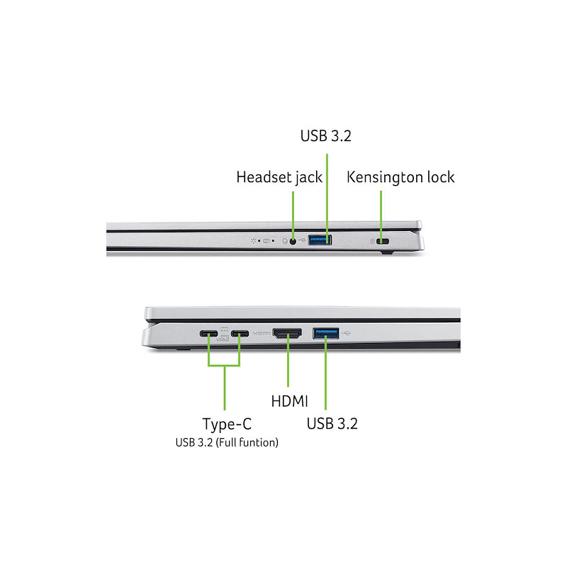 NOTEBOOK ACER ASPIRE GO 15, CPU I7-13620H, 32GB RAM DDR5, 512 GB SSD, DISPLAY 15.6 FHD, SILVER, W11 HOME PN:NX.J4GET.00F