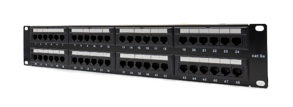 Patch panel U/UTP Cat5e 48 porte RJ45 per armadi rack da 19"  AR-PPU5-48