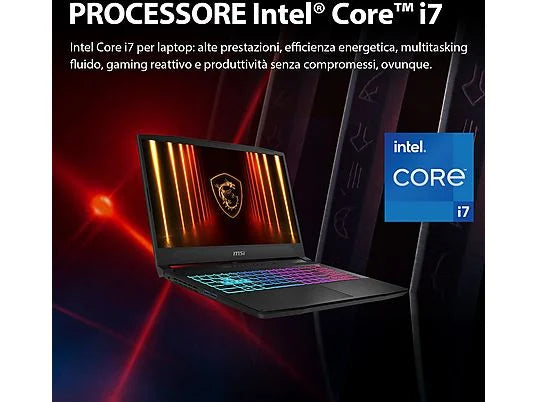 MSI Notebook Gaming Katana 17 B14WFK-020IT, Cpu Intel I7-14650HX, RAM 16Gb, 1Tb SSD, 17.3 QHD, GeForce RTX 5060 8GB GDDR7, Windows 11 Home,Tastiera Retroilluminata RGB.