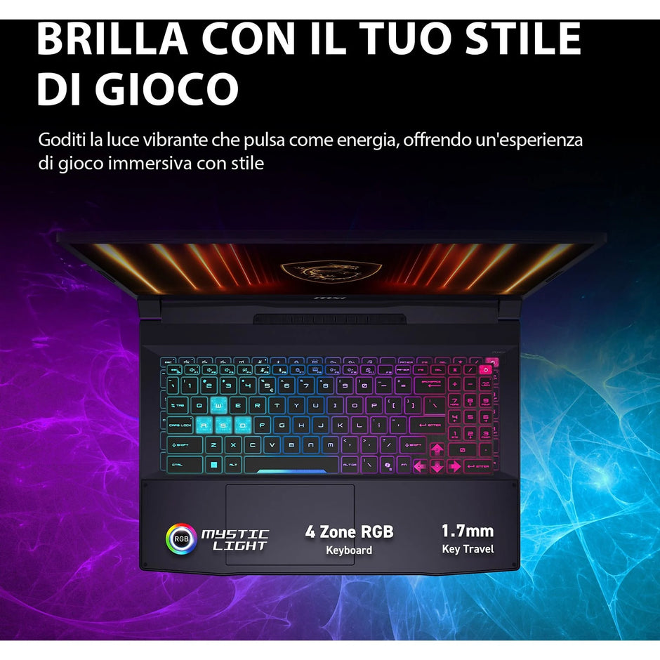 MSI Notebook Gaming Katana 17 B14WFK-020IT, Cpu Intel I7-14650HX, RAM 16Gb, 1Tb SSD, 17.3 QHD, GeForce RTX 5060 8GB GDDR7, Windows 11 Home,Tastiera Retroilluminata RGB.
