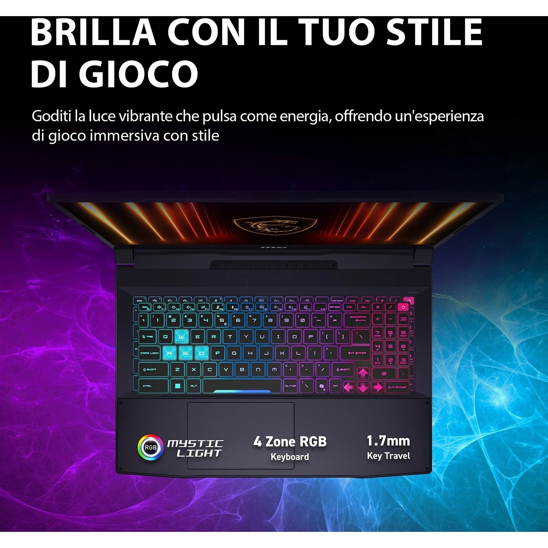 MSI Notebook Gaming Katana 17 B14WFK-020IT, Cpu Intel I7-14650HX, RAM 16Gb, 1Tb SSD, 17.3 QHD, GeForce RTX 5060 8GB GDDR7, Windows 11 Home,Tastiera Retroilluminata RGB.