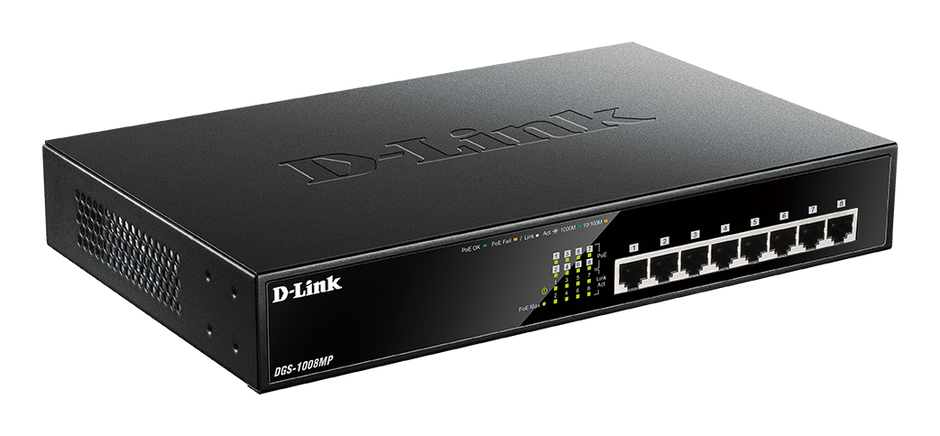 HUB SWITCH 8 PORTE POE GIGABIT PN:DGS-1008MP D-LINK
