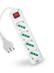MULTIPRESA 4 POSTI 10/16A BIPASSO/SCHUKO CON INTERRUTTORE MP-3504