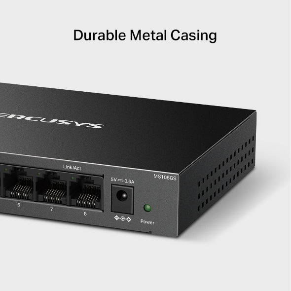 HUB SWITCH 8 PORTE GIGABIT MS108GS METAL CASE MERCUSYS