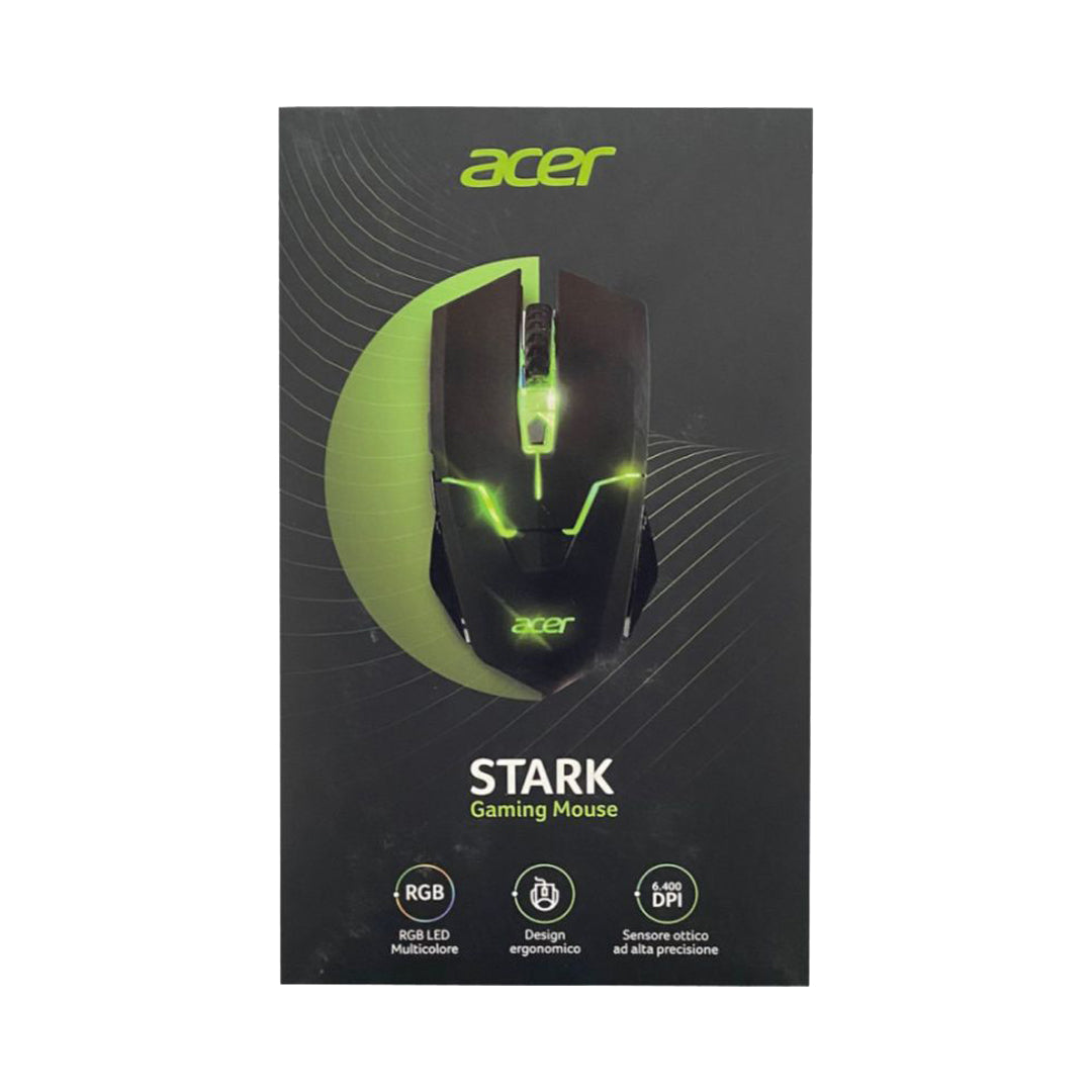 MOUSE GAMING ACER STARK-GM1200 USB 6400 DPI LED RGB 6 PULSANTI
