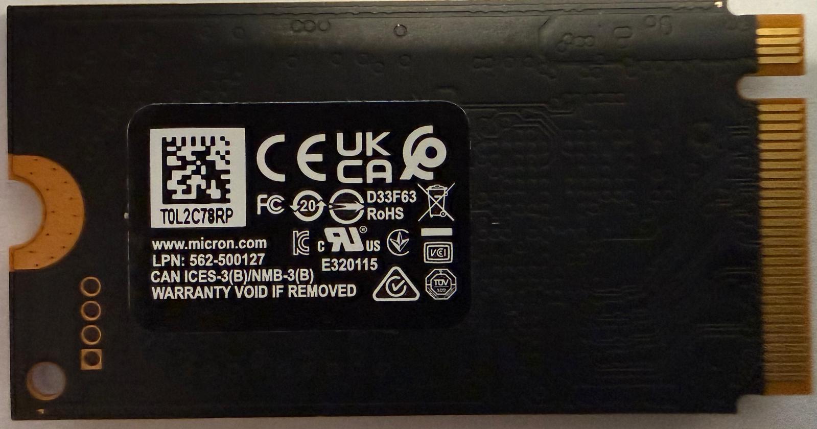 SSD INTERNO OEM M.2 512GB MINI NVME MICRON PN:SSS1Q31258
