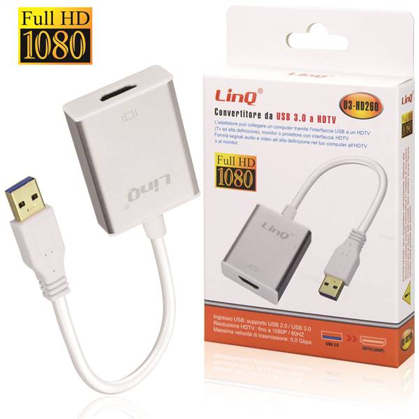 ADATTATORE CONVERTITORE DA USB 3.0 A HDMI PN:U3-HD260 LINQ
