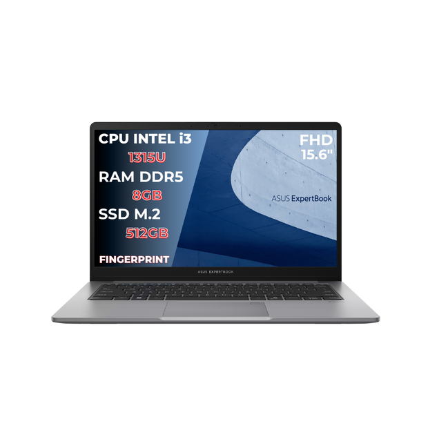 NOTEBOOK ASUS EXPERTBOOK P1 I3-1315U 8GB RAM DDR5 512GB SSD 15.6 FHD WINDOWS 11 HOME FINGERPRINT PN:P1503CVA-S71284W