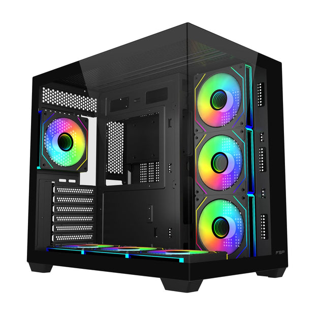 CASE M341-BA TG BLACK (2 PANNELLI VETRO E 7 FAN ARGB) FSP FORTRON