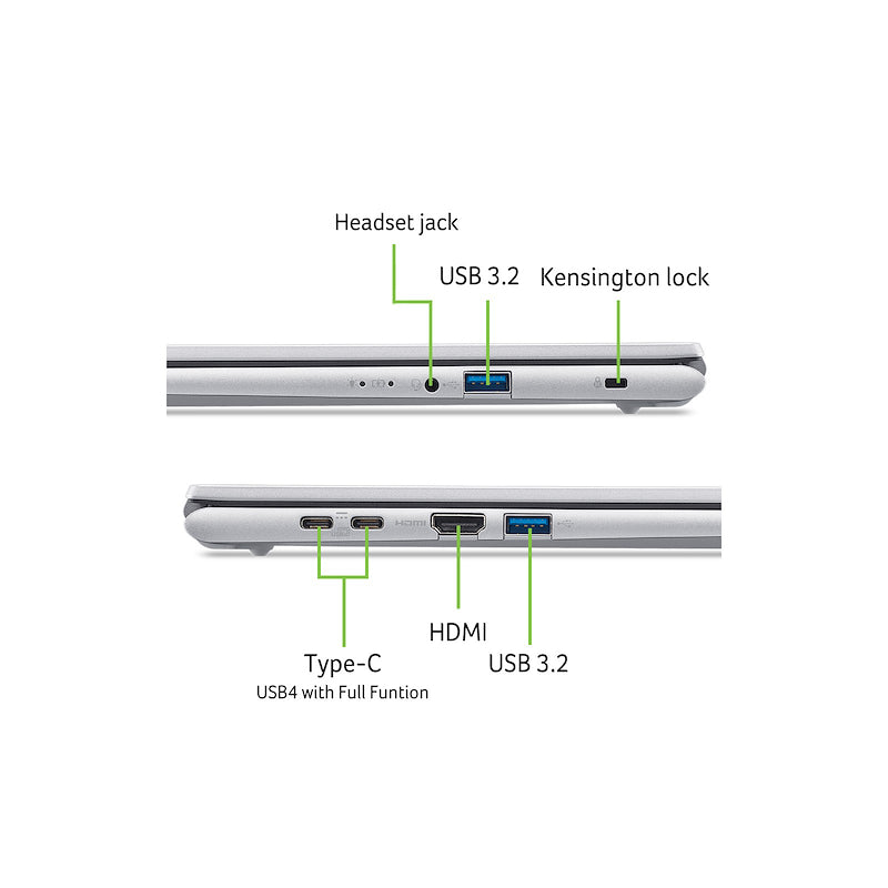 NOTEBOOK ACER ASPIRE GO 15, CPU I3-1305U, 8GB RAM DDR4, 512GB SSD, DISPLAY 15.6 FHD, SILVER, WIN11 HOME PN:NX.JRRET.002