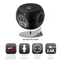 MULTIPRESA 3 POSTI CON 3 PORTE USB AC BLACK EW3938