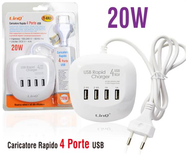 CARICATORE USB A 4 PORTE PN:T-4A04  LINQ