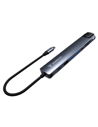 ADATTATORE TYPE-C A HUB USB + CARD SD/MICRO-SD + HDMI + LAN MERCURY M1-800 GAMDIAS