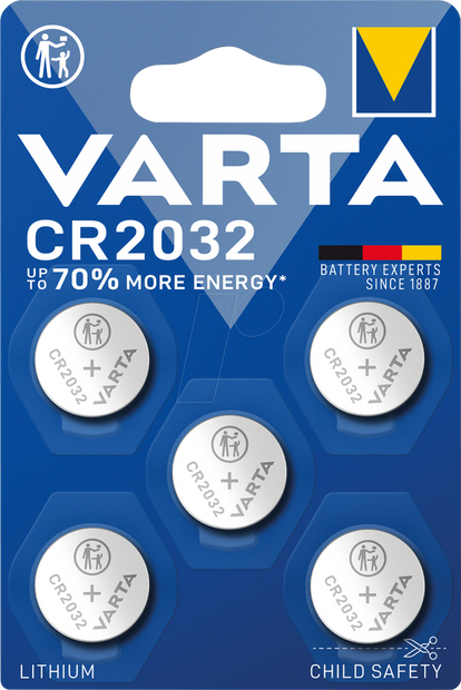BATTERIA CR2032 A LITIO 3V VARTA CONFEZIONE DA 5PZ