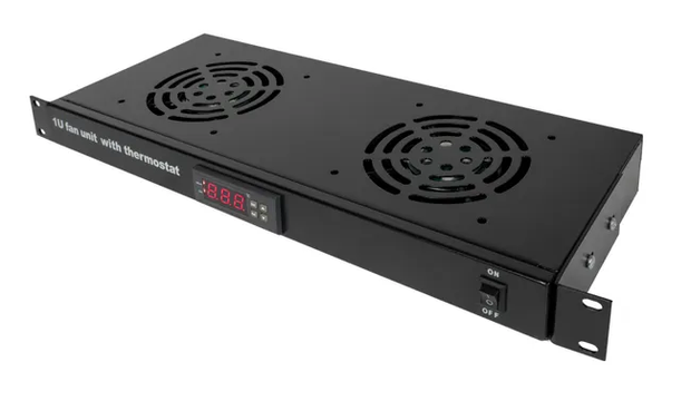 TERMOSTATO DIGITALE CON DUE VENTOLE RACK 19" COLORE NERO