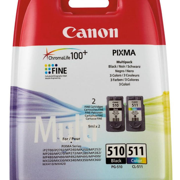 Canon PG-510/CL-511 Multi Pack cartuccia d'inchiostro 2 pz Originale Resa standard Nero, Ciano, Magenta, Giallo