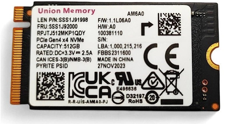 SSD INTERNO OEM M.2 256GB MINI NVME UNION MEMORY PN:MTFDKCD256TFK