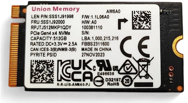 SSD INTERNO OEM M.2 256GB MINI NVME UNION MEMORY PN:MTFDKCD256TFK