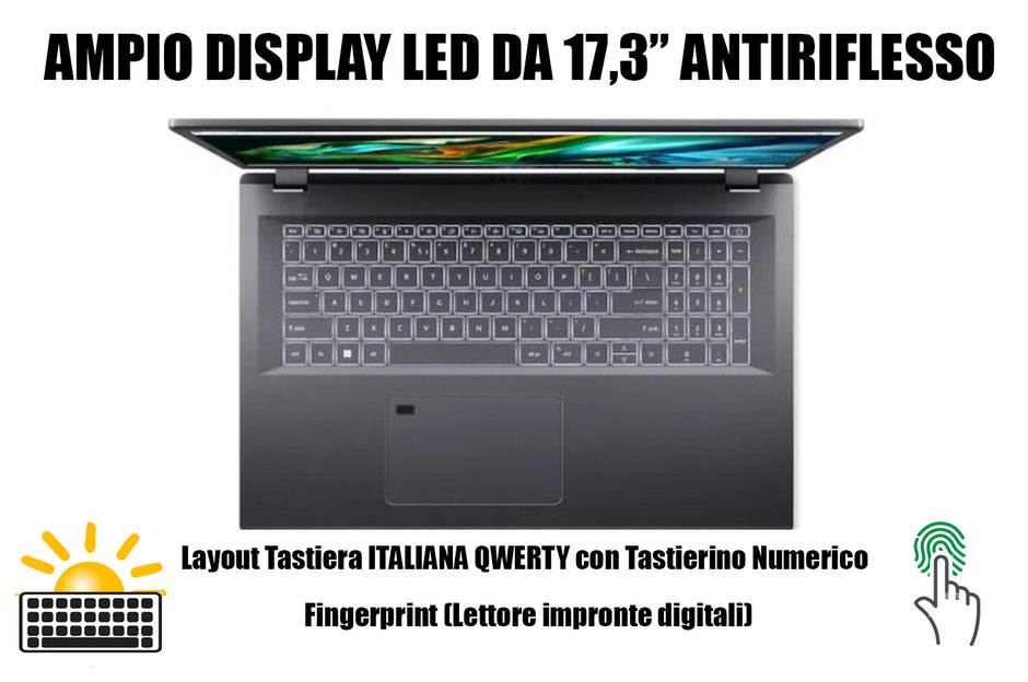 NOTEBOOK ACER ASPIRE 5  I7-1355U 16GB RAM 1TB SSD 17.3  FHD IPS W11 HOME PN:NX.KJLET.001