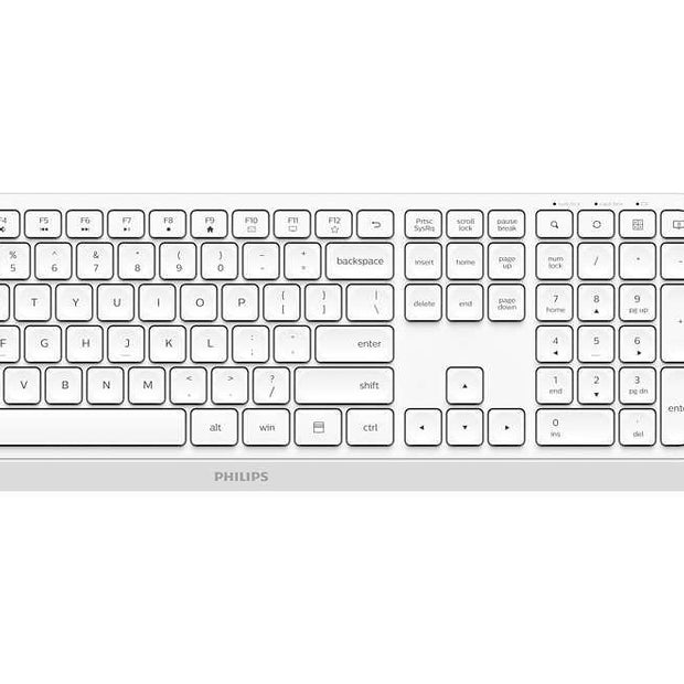 KIT TASTIERA E MOUSE WIRELESS PHILIPS SPT6307W/34 BIANCA TASTI SLIM