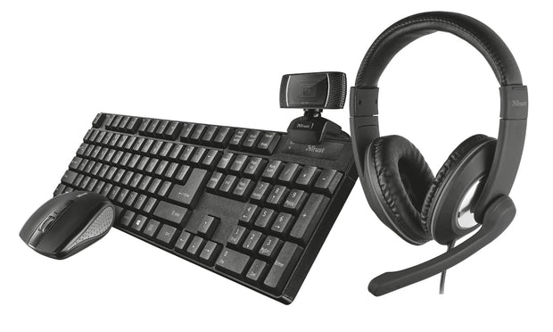 KIT TASTIERA MOUSE CUFFIE WEBCAM TRUST 24234