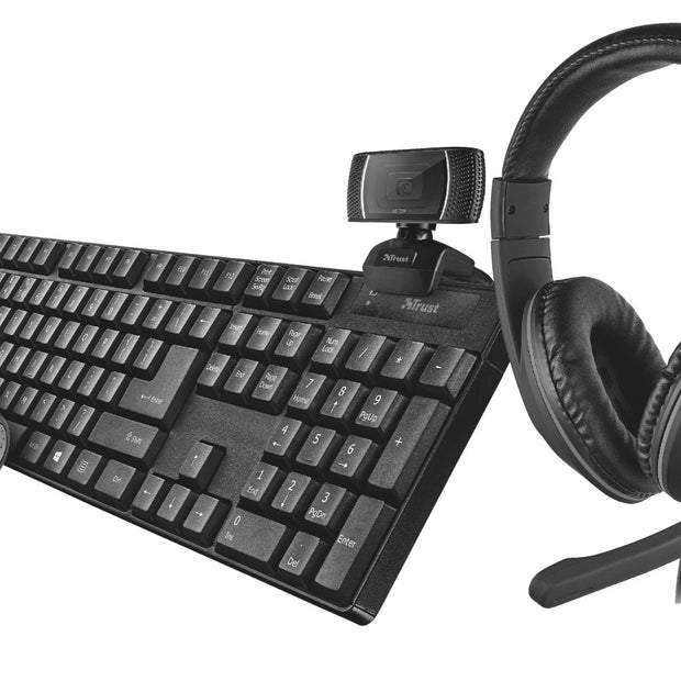 KIT TASTIERA MOUSE CUFFIE WEBCAM TRUST 24234